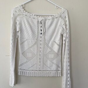 Bebe White Crochet Women's Blouse S/M